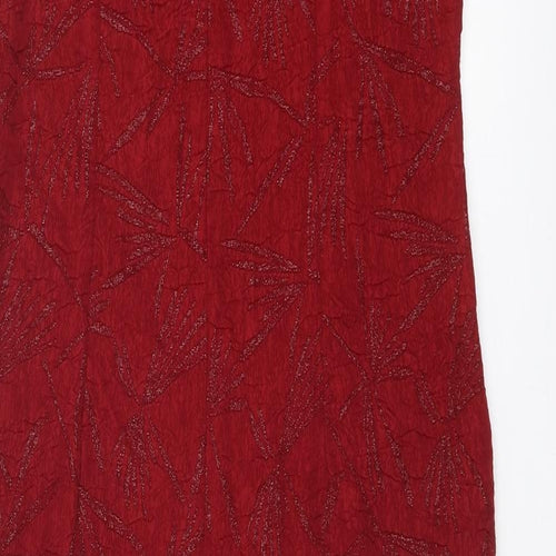 Shiraz Womens Red Geometric Viscose A-Line Size 10 V-Neck Pullover