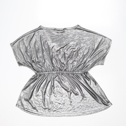 Blooming Marvellous Womens Silver Polyester Basic Blouse Size XL V-Neck