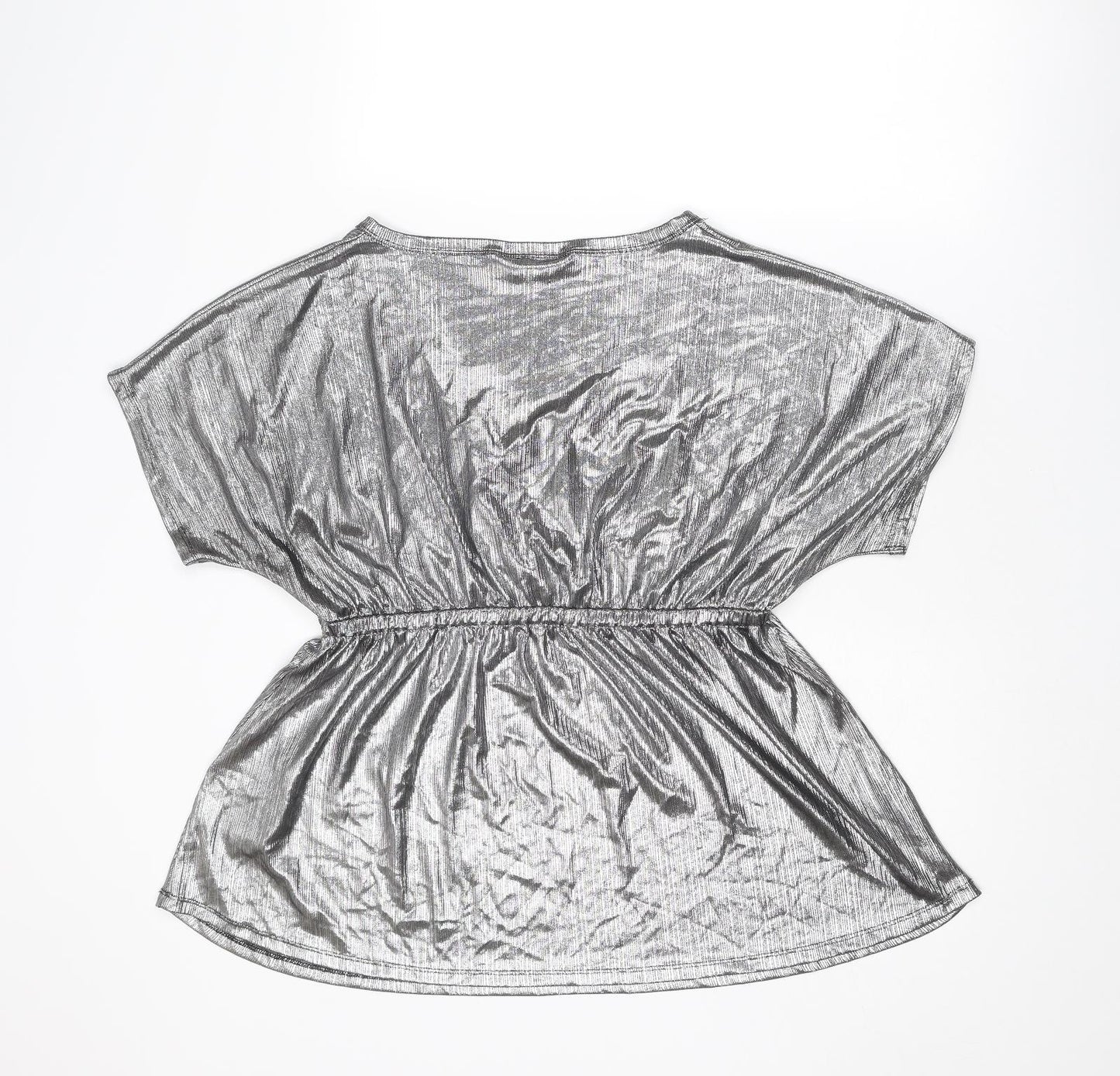 Blooming Marvellous Womens Silver Polyester Basic Blouse Size XL V-Neck