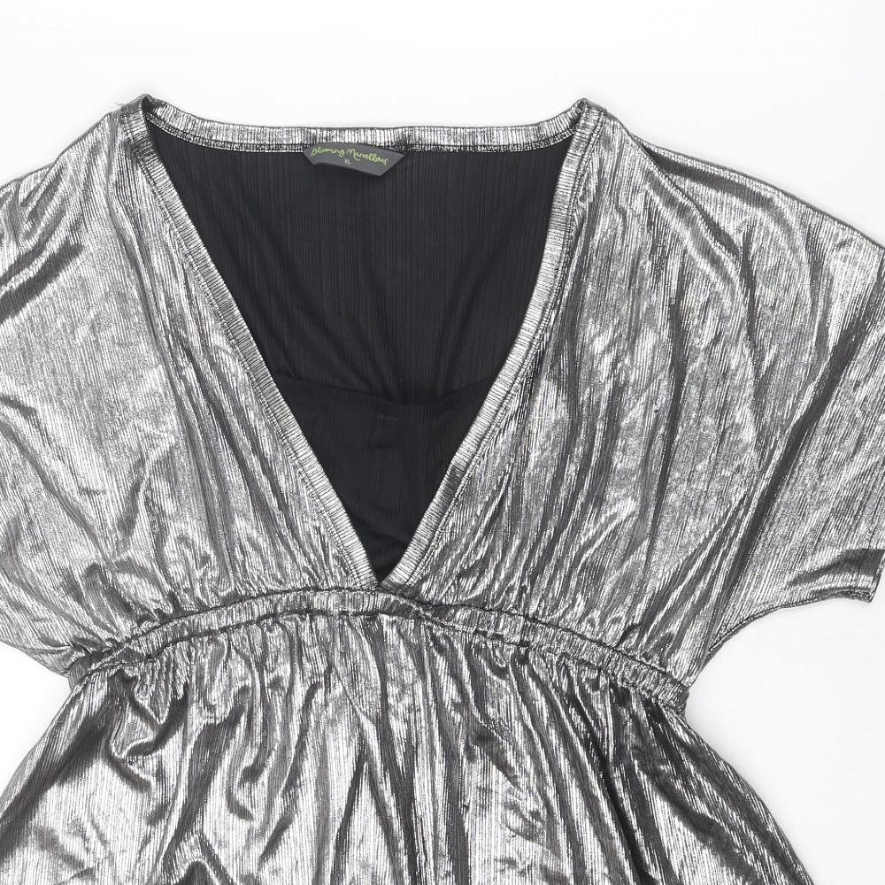 Blooming Marvellous Womens Silver Polyester Basic Blouse Size XL V-Neck
