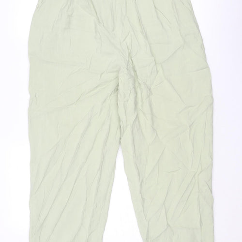 VILA Womens Green Viscose Carrot Trousers Size 16 Regular Zip