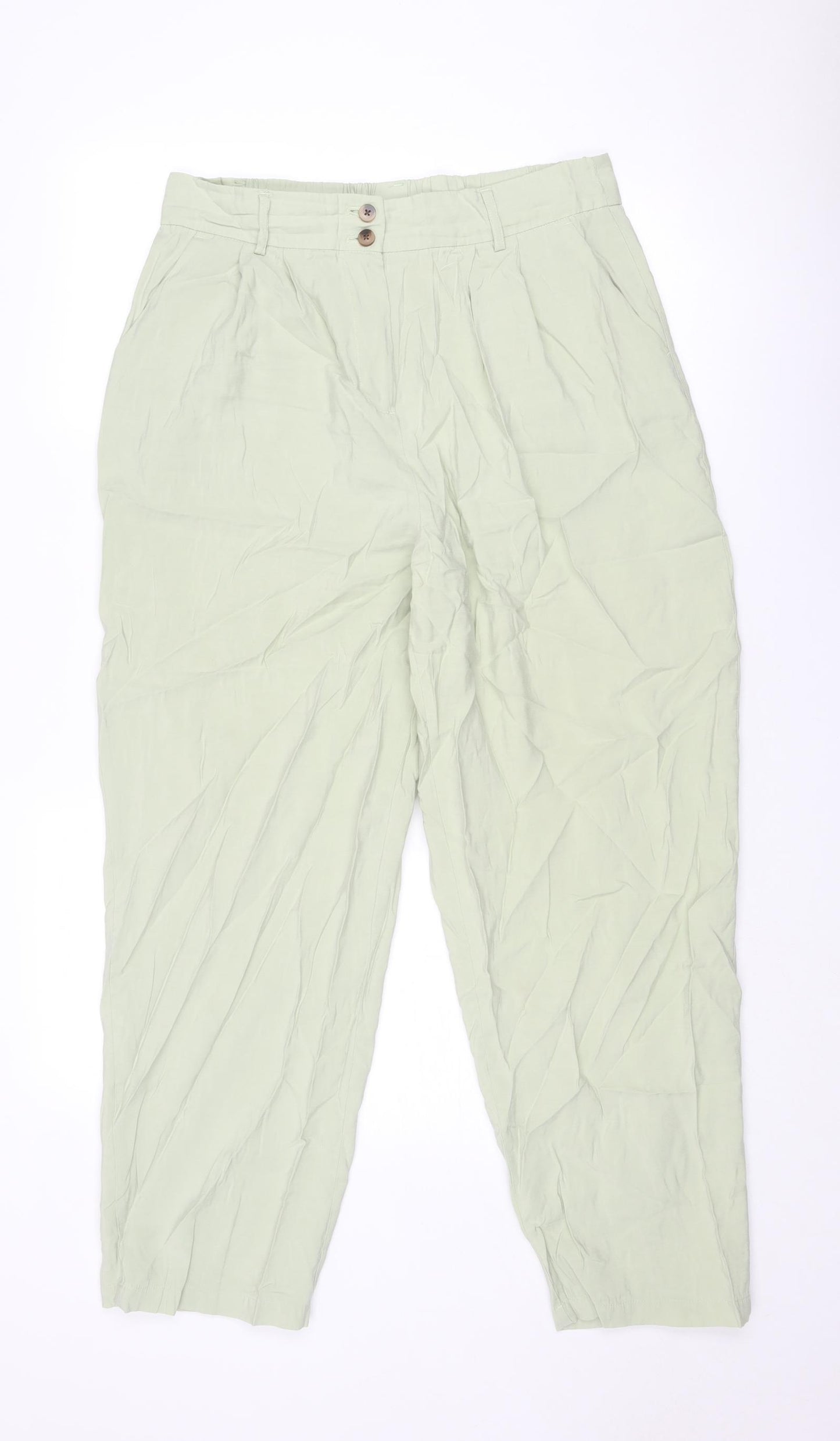 VILA Womens Green Viscose Carrot Trousers Size 16 Regular Zip