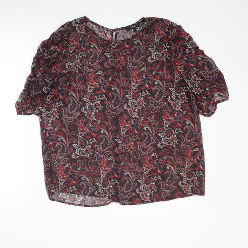 NEXT Womens Multicoloured Paisley Polyester Basic T-Shirt Size 14 Round Neck