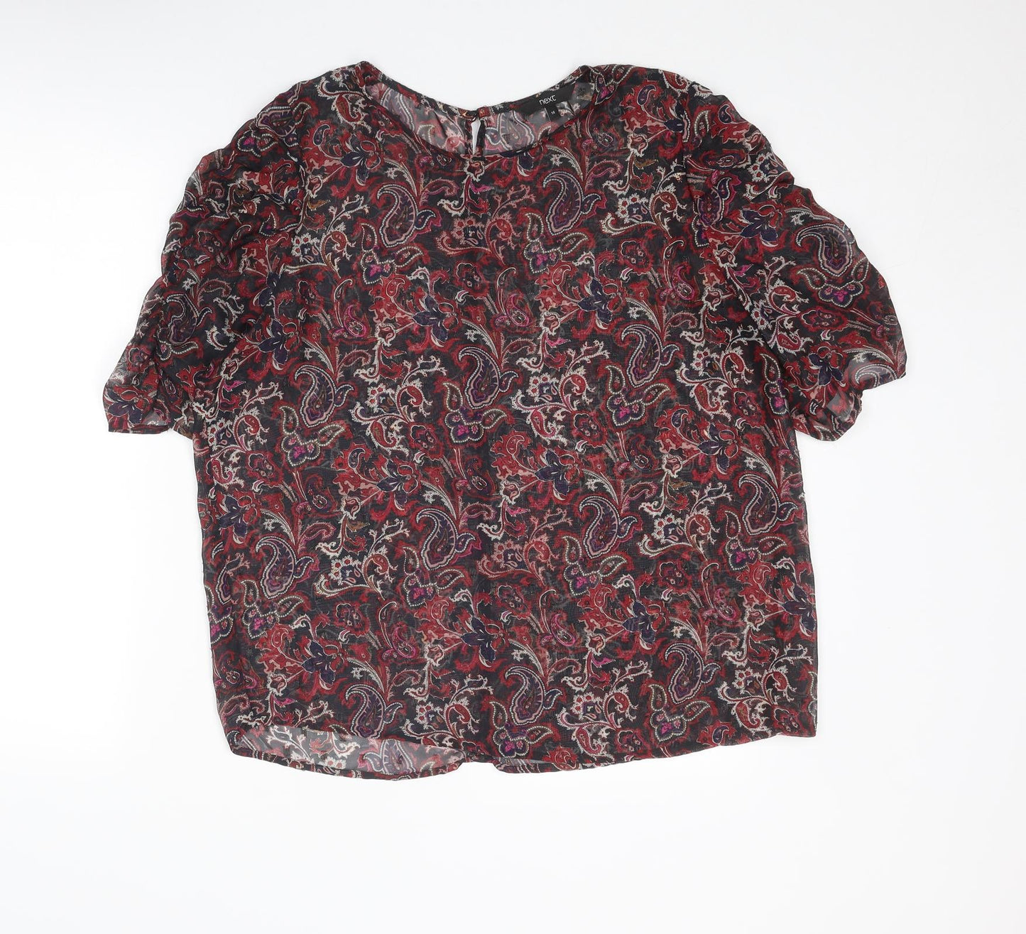 NEXT Womens Multicoloured Paisley Polyester Basic T-Shirt Size 14 Round Neck