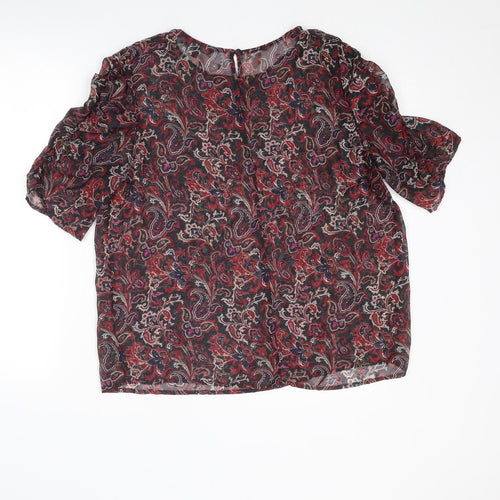 NEXT Womens Multicoloured Paisley Polyester Basic T-Shirt Size 14 Round Neck