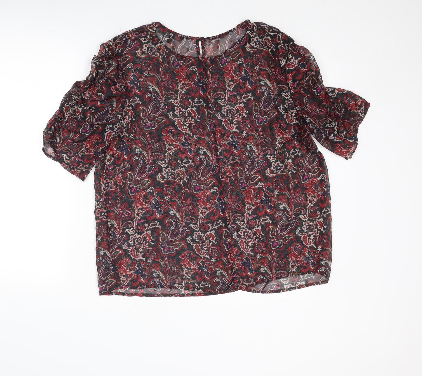 NEXT Womens Multicoloured Paisley Polyester Basic T-Shirt Size 14 Round Neck
