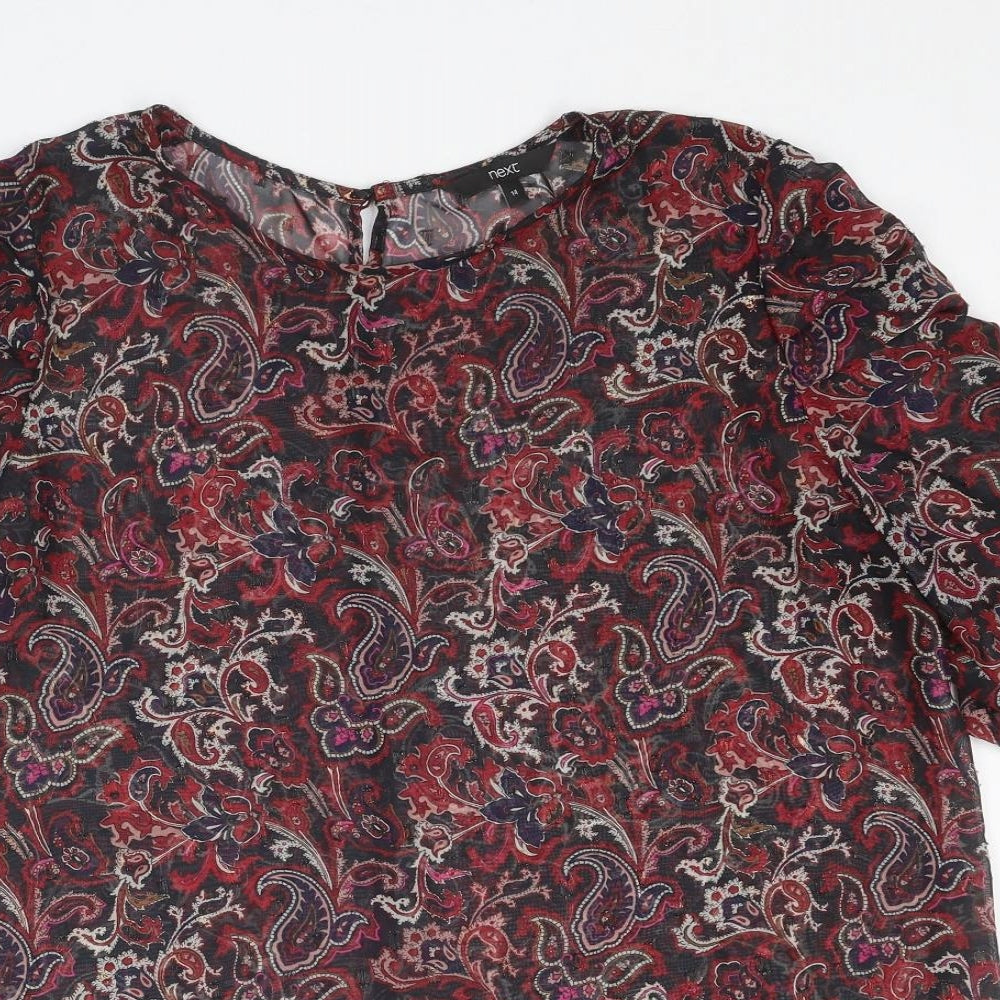 NEXT Womens Multicoloured Paisley Polyester Basic T-Shirt Size 14 Round Neck