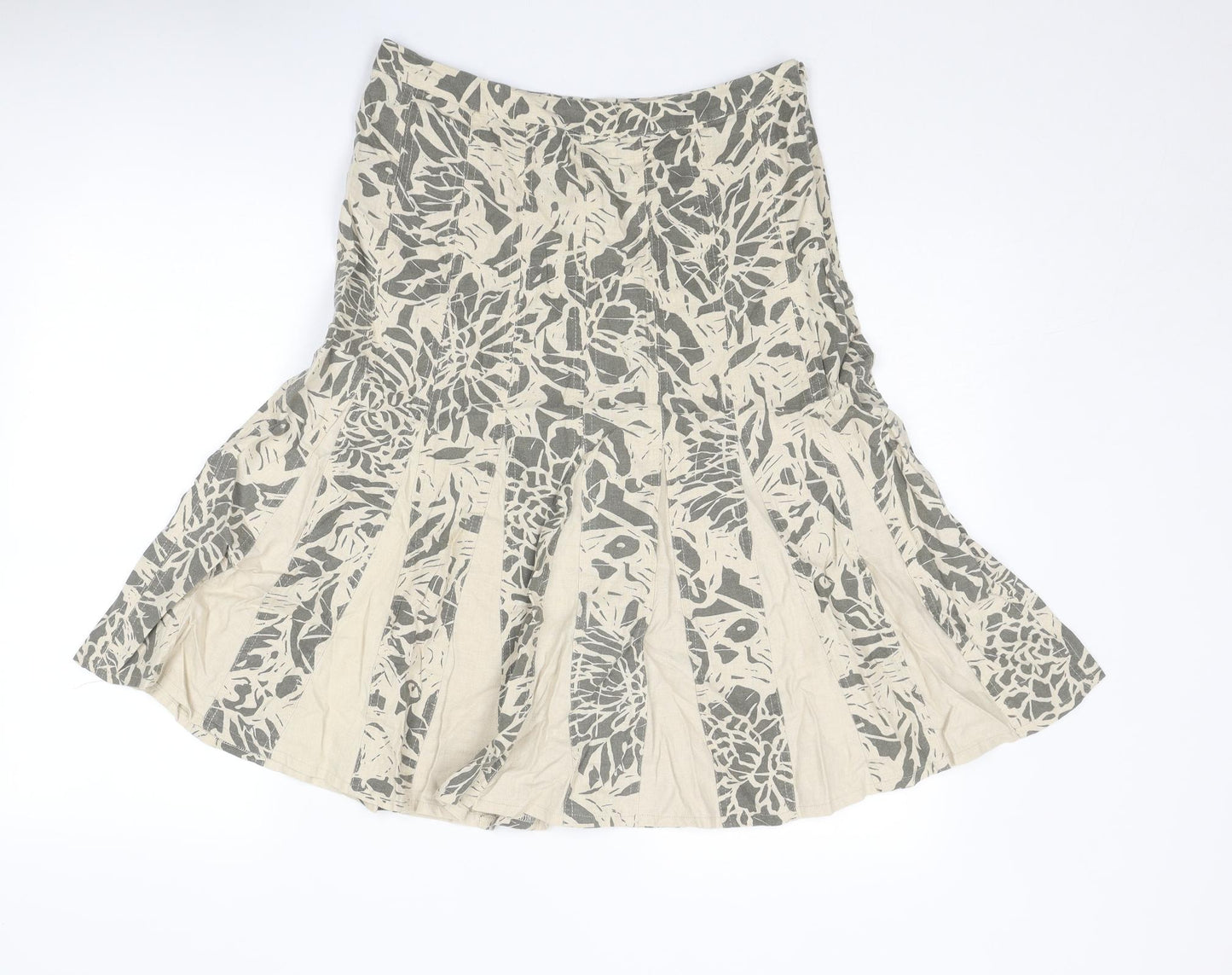 Maine Womens Beige Geometric Linen Swing Set Size 10 Zip