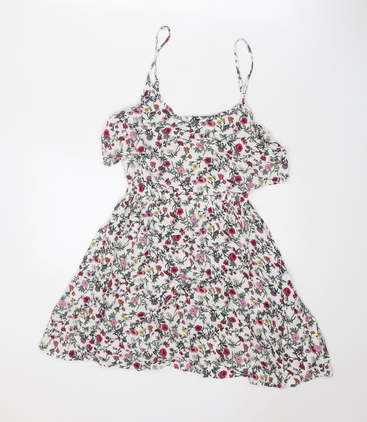H&M Womens Multicoloured Floral Viscose Slip Dress Size 8 Round Neck Pullover