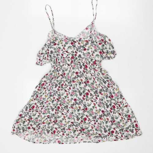 H&M Womens Multicoloured Floral Viscose Slip Dress Size 8 Round Neck Pullover