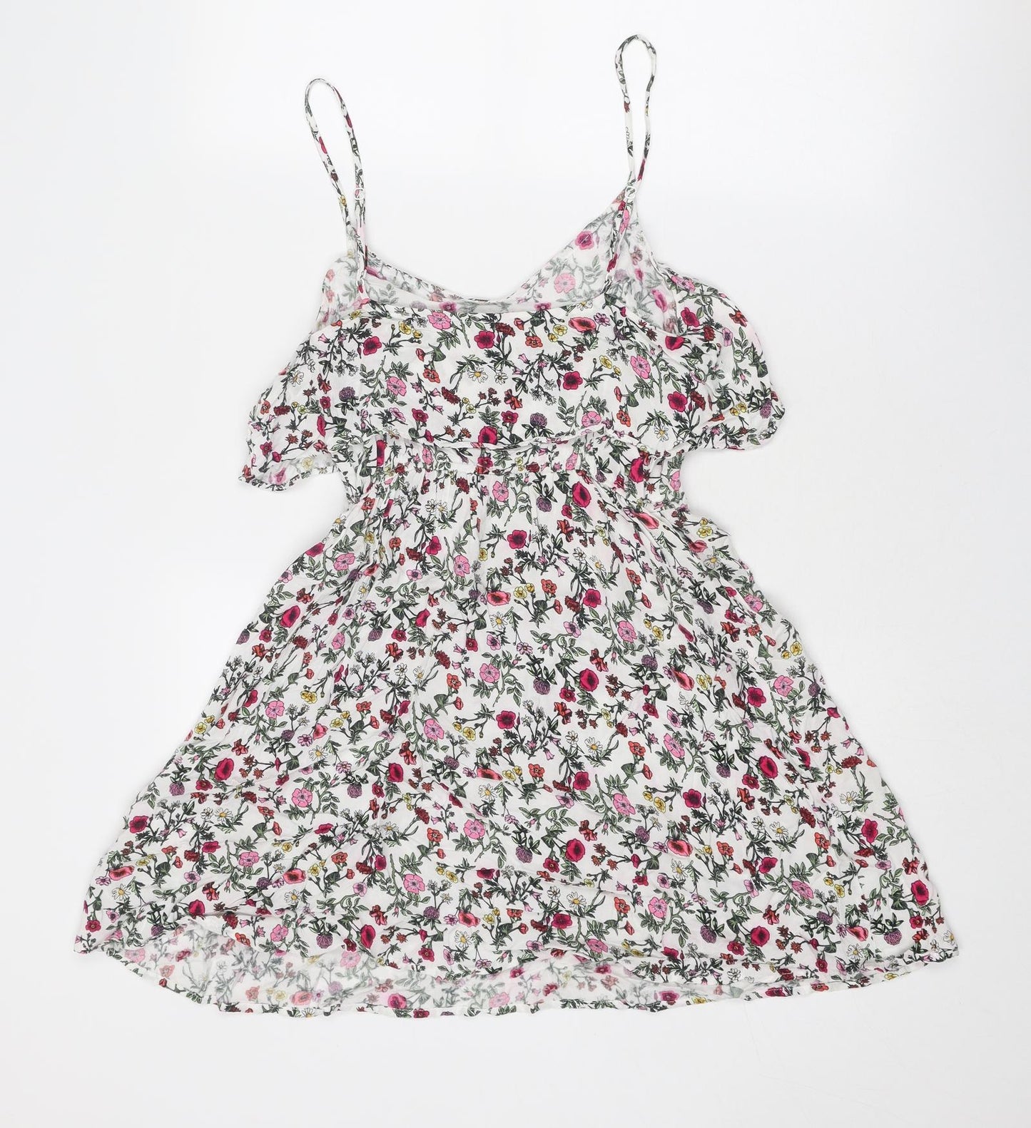 H&M Womens Multicoloured Floral Viscose Slip Dress Size 8 Round Neck Pullover