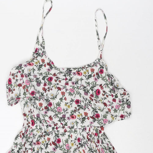 H&M Womens Multicoloured Floral Viscose Slip Dress Size 8 Round Neck Pullover