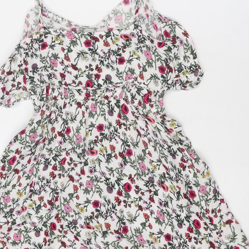 H&M Womens Multicoloured Floral Viscose Slip Dress Size 8 Round Neck Pullover