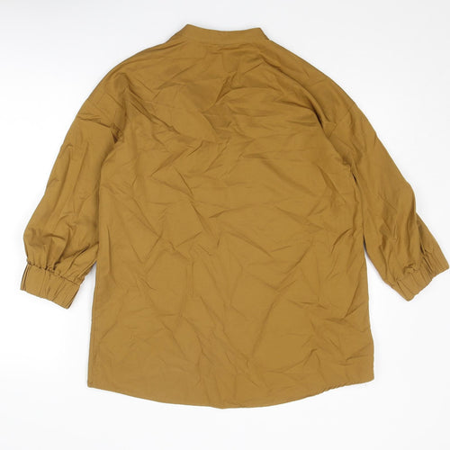 Zara Womens Brown Cotton Basic Blouse Size XS V-Neck
