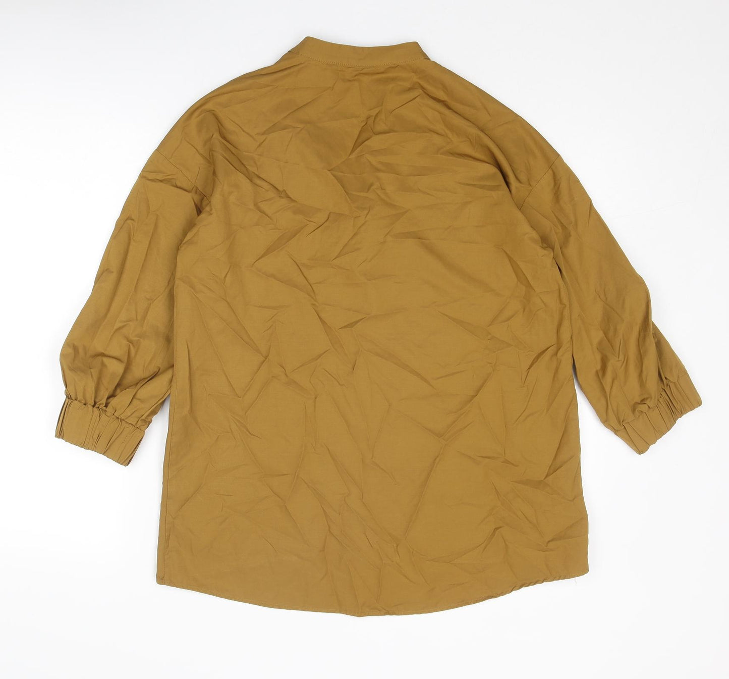 Zara Womens Brown Cotton Basic Blouse Size XS V-Neck