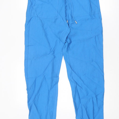 Marks and Spencer Womens Blue Lyocell Jogger Trousers Size 8 Regular Drawstring