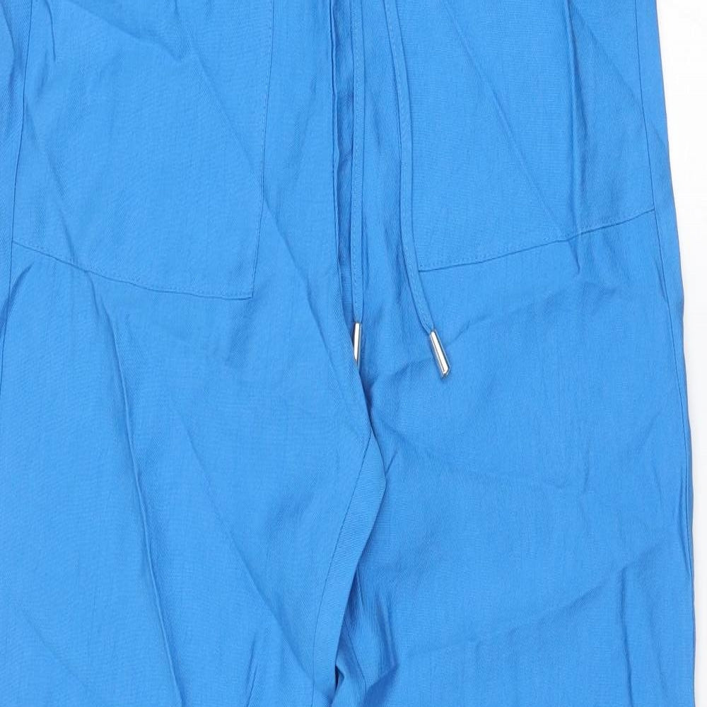Marks and Spencer Womens Blue Lyocell Jogger Trousers Size 8 Regular Drawstring