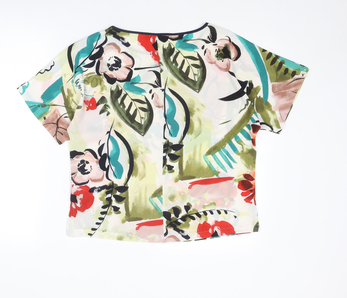 Marks and Spencer Womens Multicoloured Geometric Polyester Basic Blouse Size 8 Round Neck