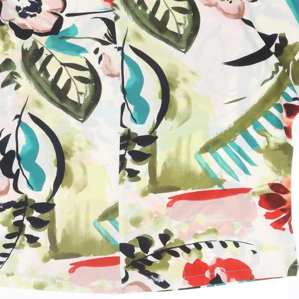 Marks and Spencer Womens Multicoloured Geometric Polyester Basic Blouse Size 8 Round Neck