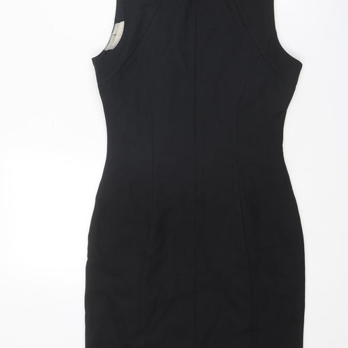 Little Black Dress Womens Black Polyester Shift Size 10 Round Neck Zip