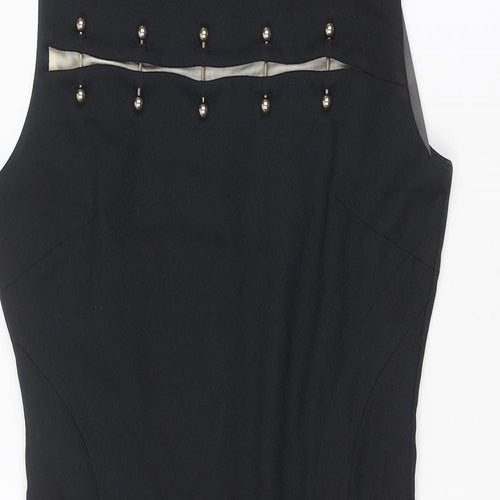Little Black Dress Womens Black Polyester Shift Size 10 Round Neck Zip