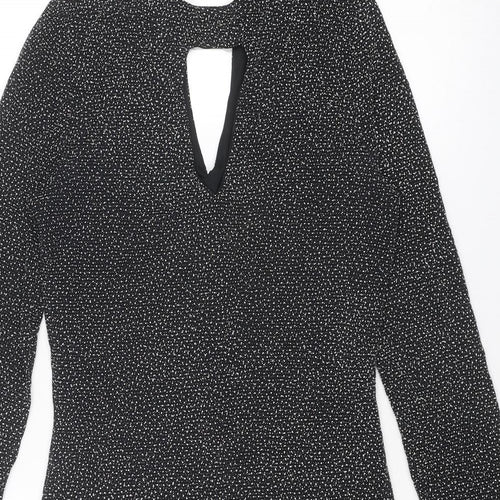 Oasis Womens Black Polyamide A-Line Size XS Round Neck Button