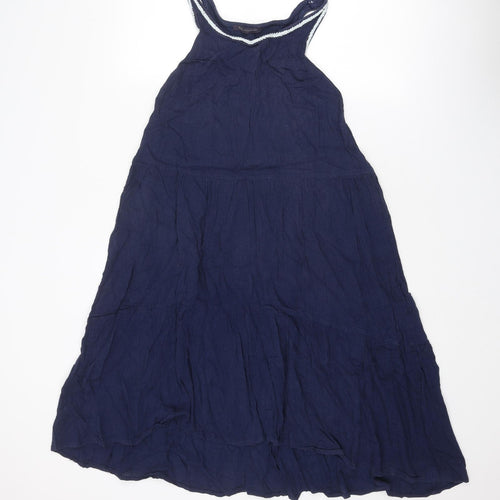 Marks and Spencer Womens Blue Cotton Trapeze & Swing Size 12 Round Neck Pullover