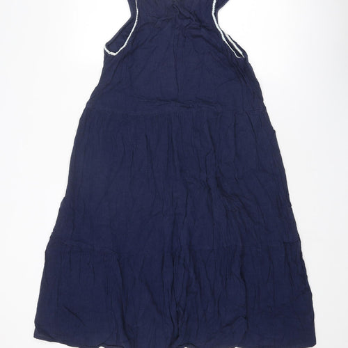 Marks and Spencer Womens Blue Cotton Trapeze & Swing Size 12 Round Neck Pullover