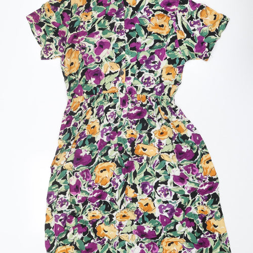 Peter Phillips Womens Multicoloured Floral Polyester Shirt Dress Size 12 Collared Button