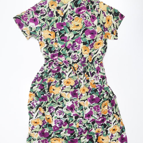 Peter Phillips Womens Multicoloured Floral Polyester Shirt Dress Size 12 Collared Button