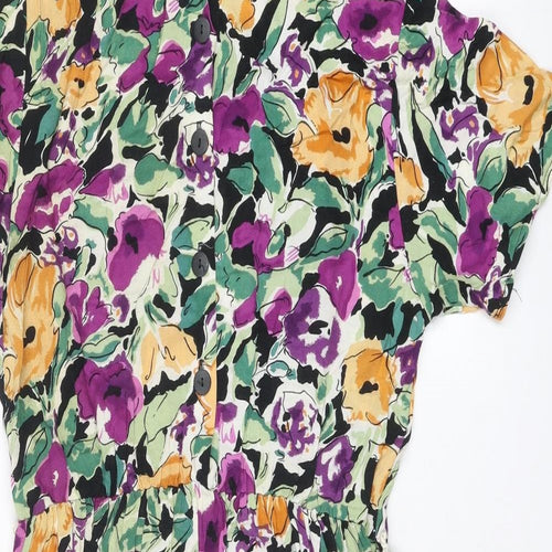 Peter Phillips Womens Multicoloured Floral Polyester Shirt Dress Size 12 Collared Button