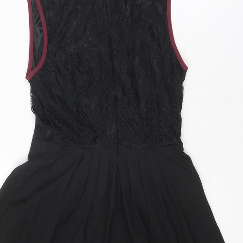 Mela Loves London Womens Black Colourblock Polyester Fit & Flare Size 10 Collared Zip