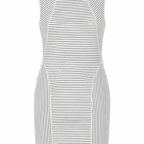 Mango Womens White Striped Cotton Shift Size S Round Neck Zip