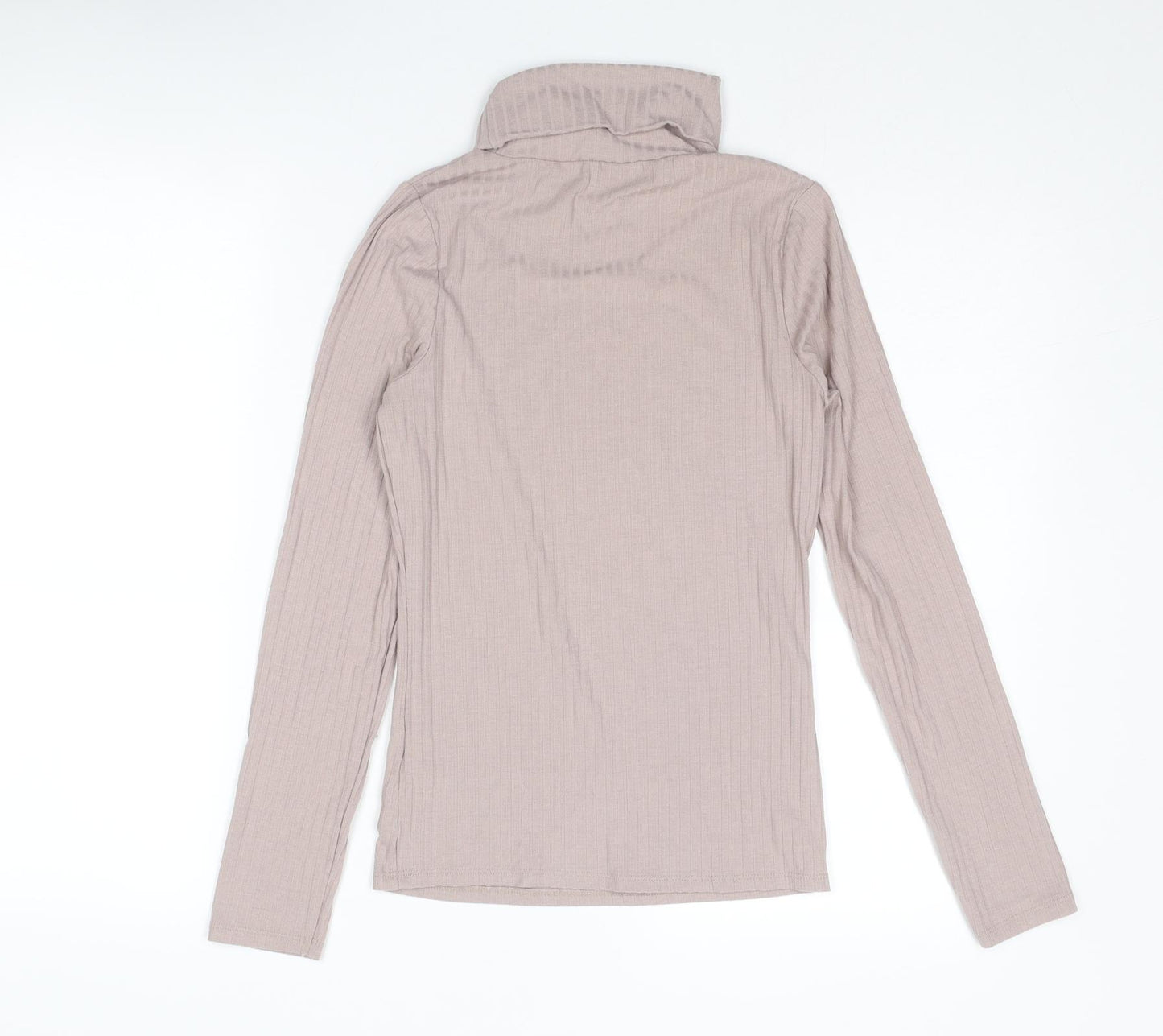 New Look Womens Purple Polyester Basic T-Shirt Size 10 Roll Neck