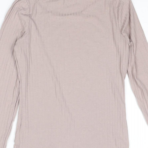 New Look Womens Purple Polyester Basic T-Shirt Size 10 Roll Neck