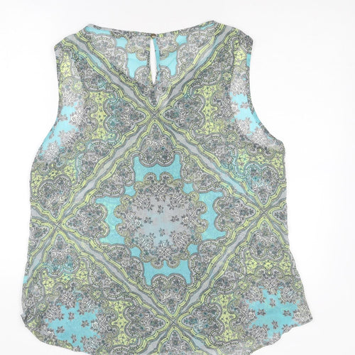 M&Co Womens Multicoloured Geometric Polyester Basic Tank Size 18 Round Neck