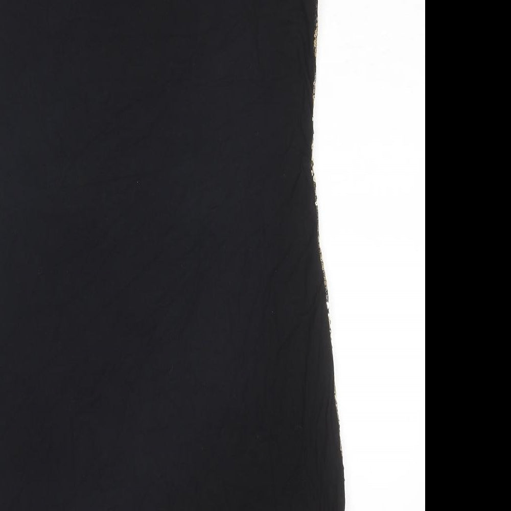 Krisp Womens Gold Geometric Polyester Shift Size 10 Round Neck Button