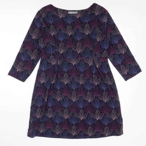 Lily & Me Womens Blue Geometric Polyester A-Line Size 12 Round Neck Pullover