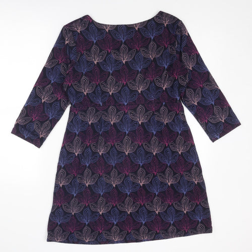Lily & Me Womens Blue Geometric Polyester A-Line Size 12 Round Neck Pullover
