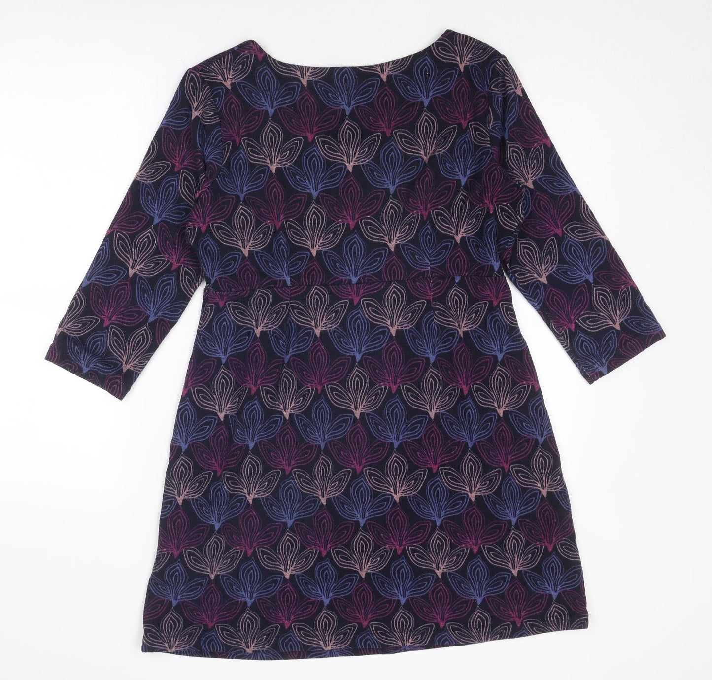 Lily & Me Womens Blue Geometric Polyester A-Line Size 12 Round Neck Pullover