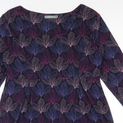 Lily & Me Womens Blue Geometric Polyester A-Line Size 12 Round Neck Pullover