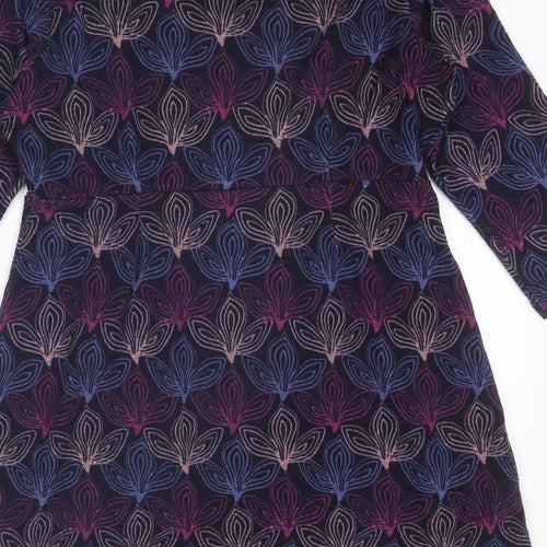 Lily & Me Womens Blue Geometric Polyester A-Line Size 12 Round Neck Pullover