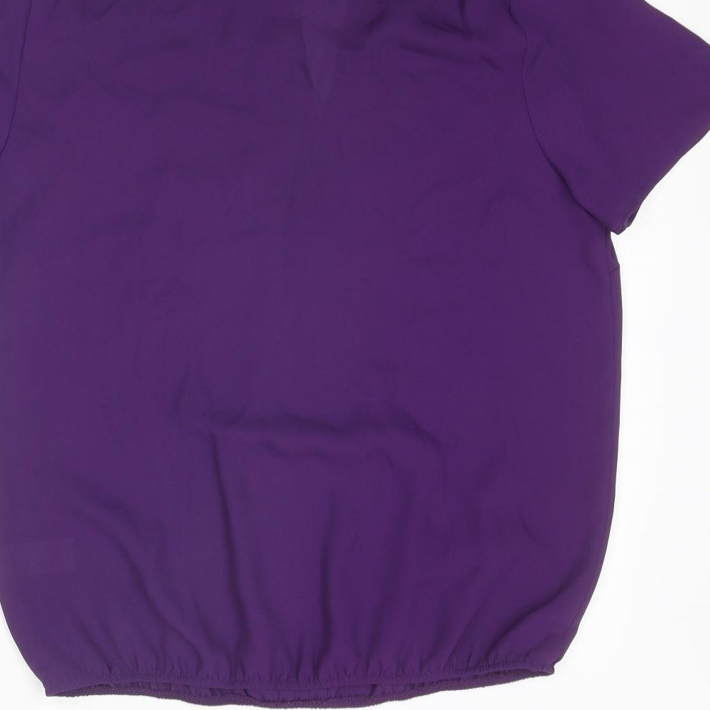Bonmarché Womens Purple Polyester Basic Blouse Size 12 Round Neck