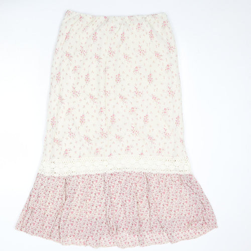 essence Womens Beige Floral Viscose Peasant Skirt Size 24
