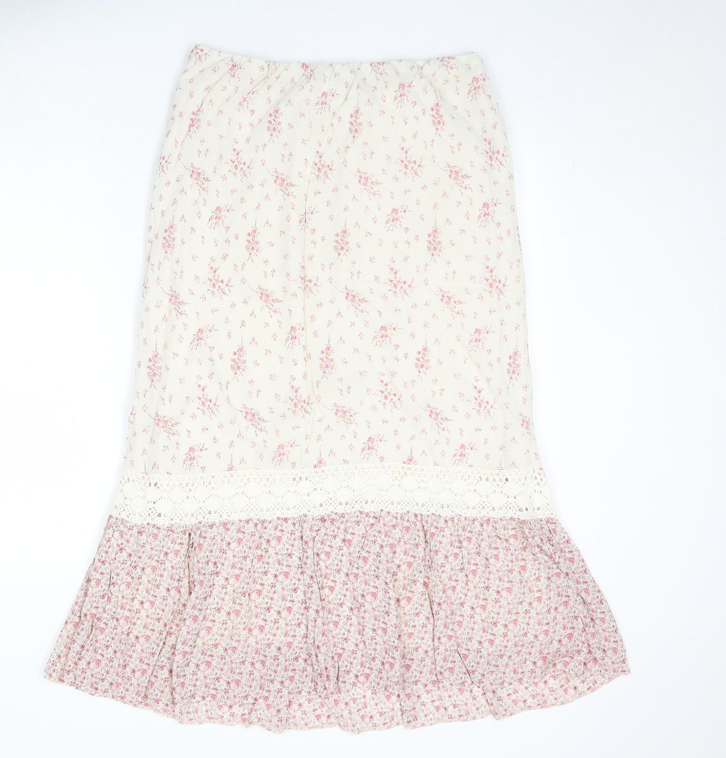essence Womens Beige Floral Viscose Peasant Skirt Size 24