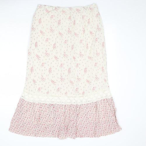 essence Womens Beige Floral Viscose Peasant Skirt Size 24