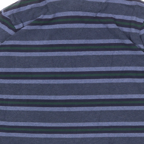 Blue Harbour Mens Blue Striped 100% Cotton Polo Size L Collared Button