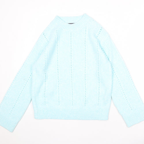 Marks and Spencer Womens Blue Round Neck Acrylic Pullover Jumper Size S