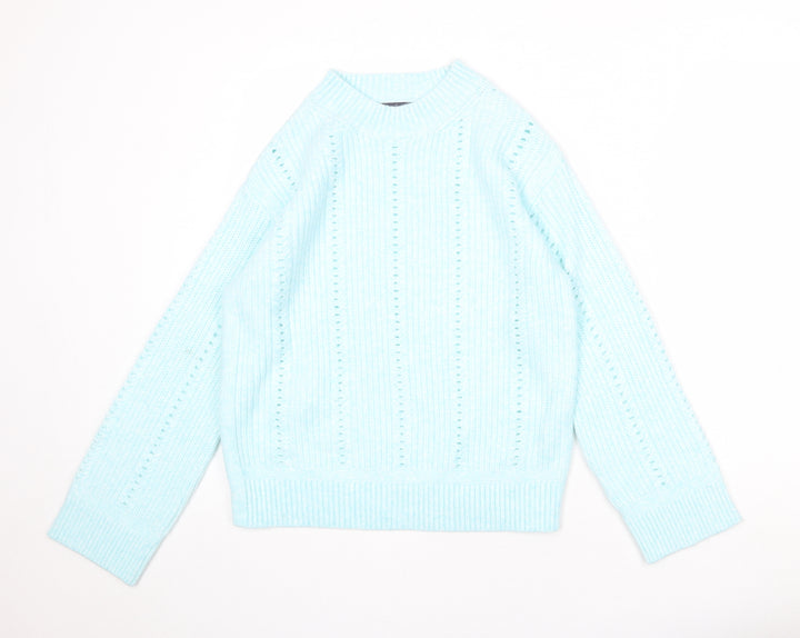 Marks and Spencer Womens Blue Round Neck Acrylic Pullover Jumper Size S