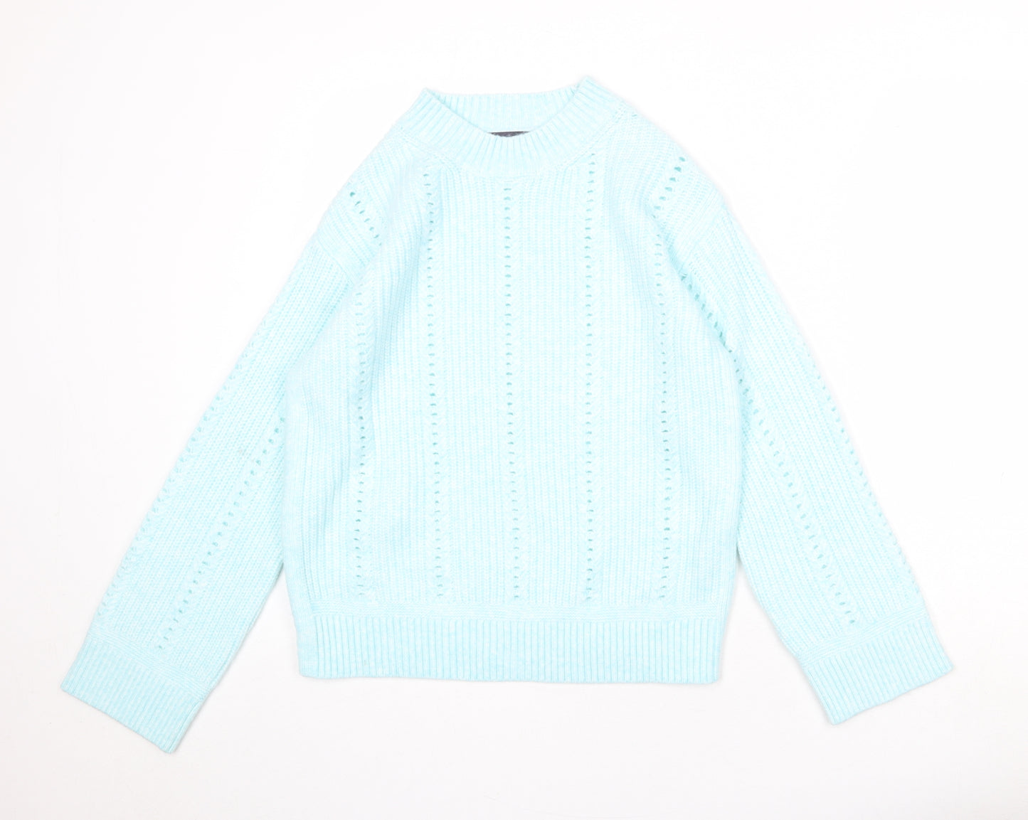 Marks and Spencer Womens Blue Round Neck Acrylic Pullover Jumper Size S